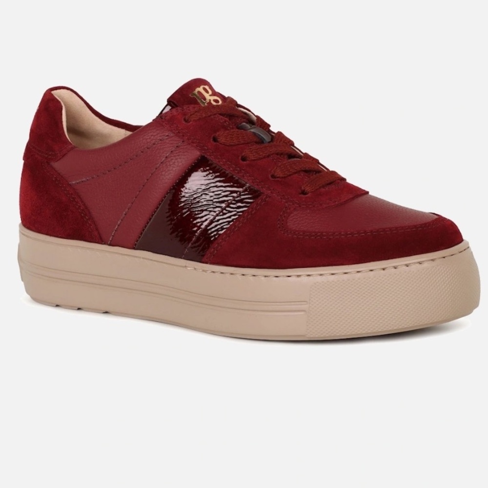 Paul Green Asta Leather & Suede Sneakers in Wine Burgundy UK 6 / US 8.5